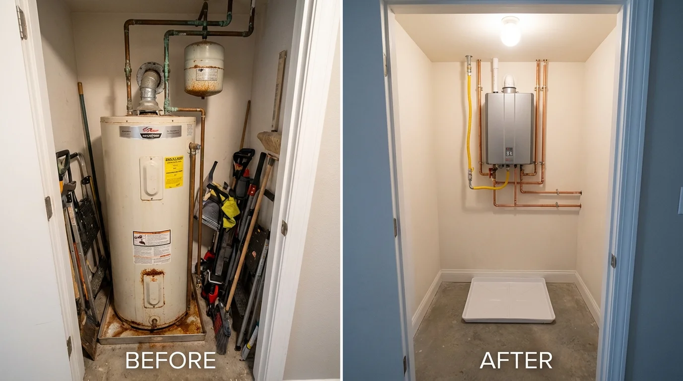 Tank water heater versus wall-mounted tankless unit comparison for Cleveland, GA homeowners